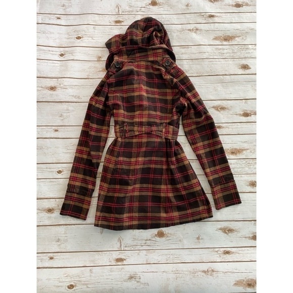 Macys Pink & Brown Plaid Peacoat - Picture 6 of 6
